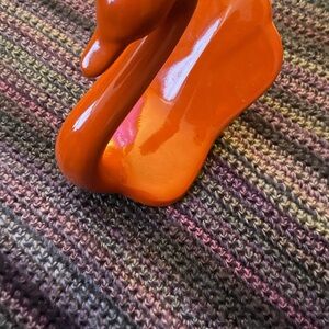 Elegant Orange Ceramic Swan Figurine